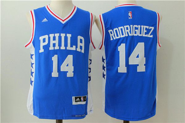 Men NBA Philadelphia 76ers 14 Rodriguez Blue Jerseys